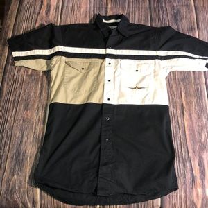 Vtg 90’s Cumberland Outfitters Santa-Fa/Aztec Pearl-snap shirt -S-